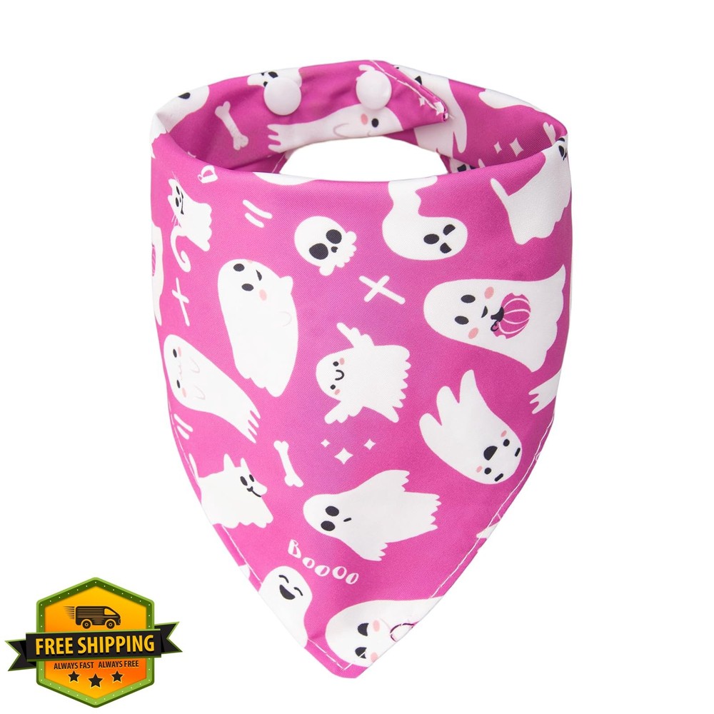 ICEMOOD Halloween Dog Bandana Small Medium Ghost