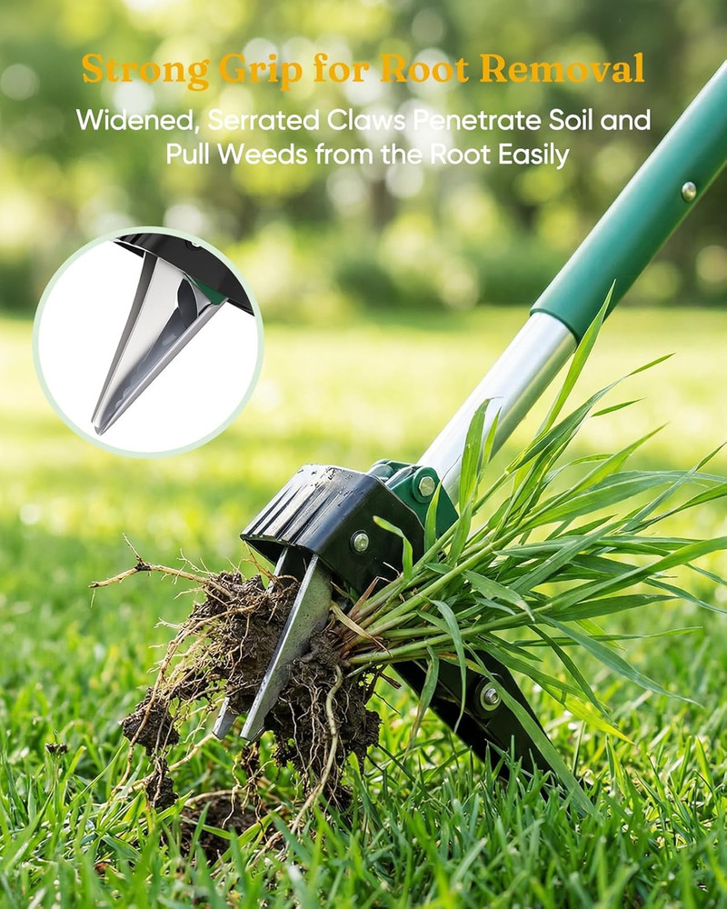 Stand up Weed Puller Tool, Claw Garden Weed Removal Tool with Eject Mechanism, H