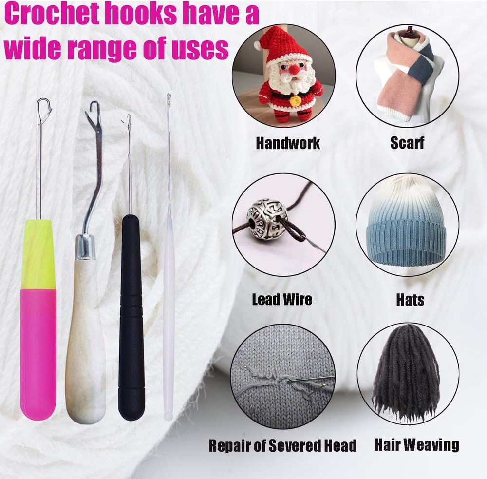 Pack of 5 Different Sizes Latch Hook Crochet Needle Hook Tools for Braid Hair...
