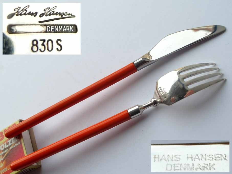 set Cutlery Enamel Hans Hansen 830 Silver