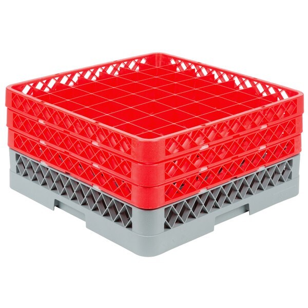 2 PACK Restaurant Dishwasher Glass Rack with 49 Compartments and THREE Extender