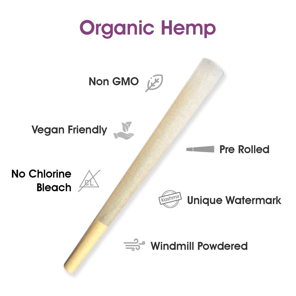 Kashmir Pre Rolled Cones Natural Rolling Paper King Size Cones W/filter 100 Pack