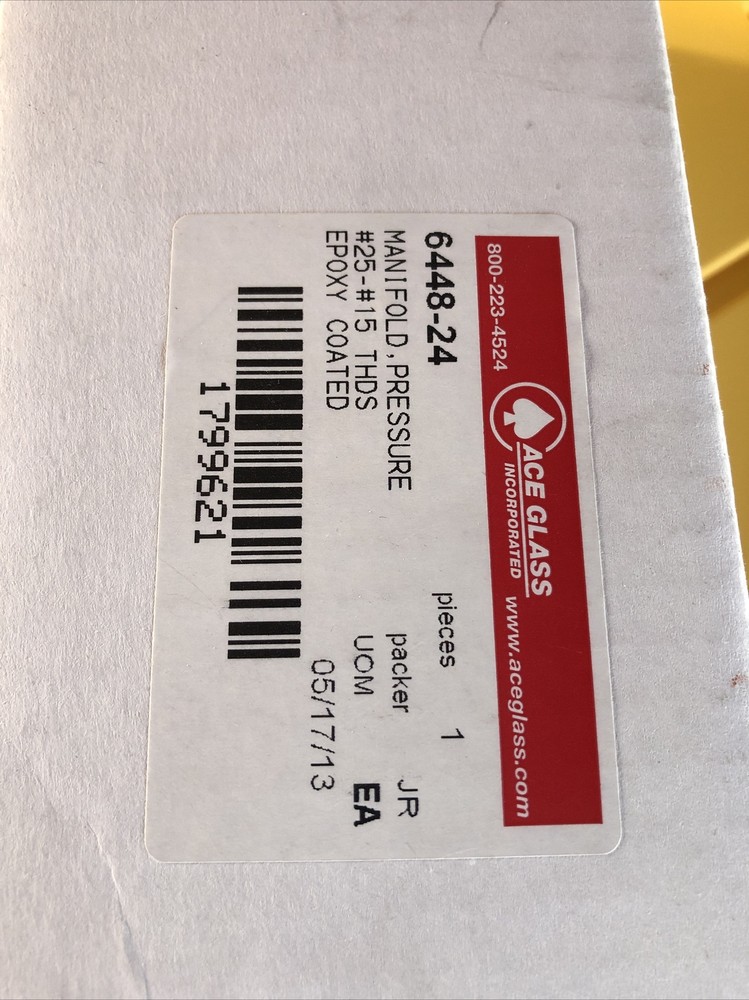Ace Glass 6448-24 Pressure Manifold #25 - #15 THDS Epoxy Coated