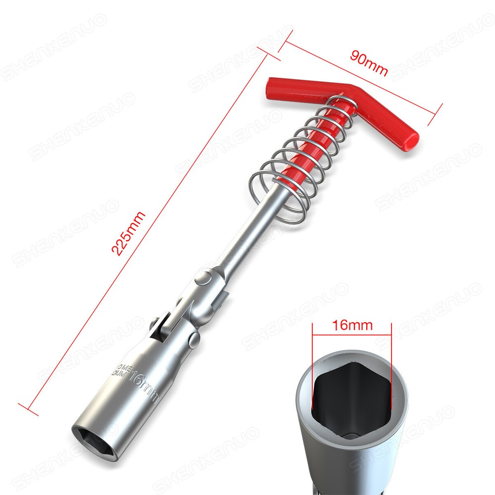 Car Spark Plug Removal Tool T-Bar T-Handle Spanner 16mm Socket Wrench Flexible