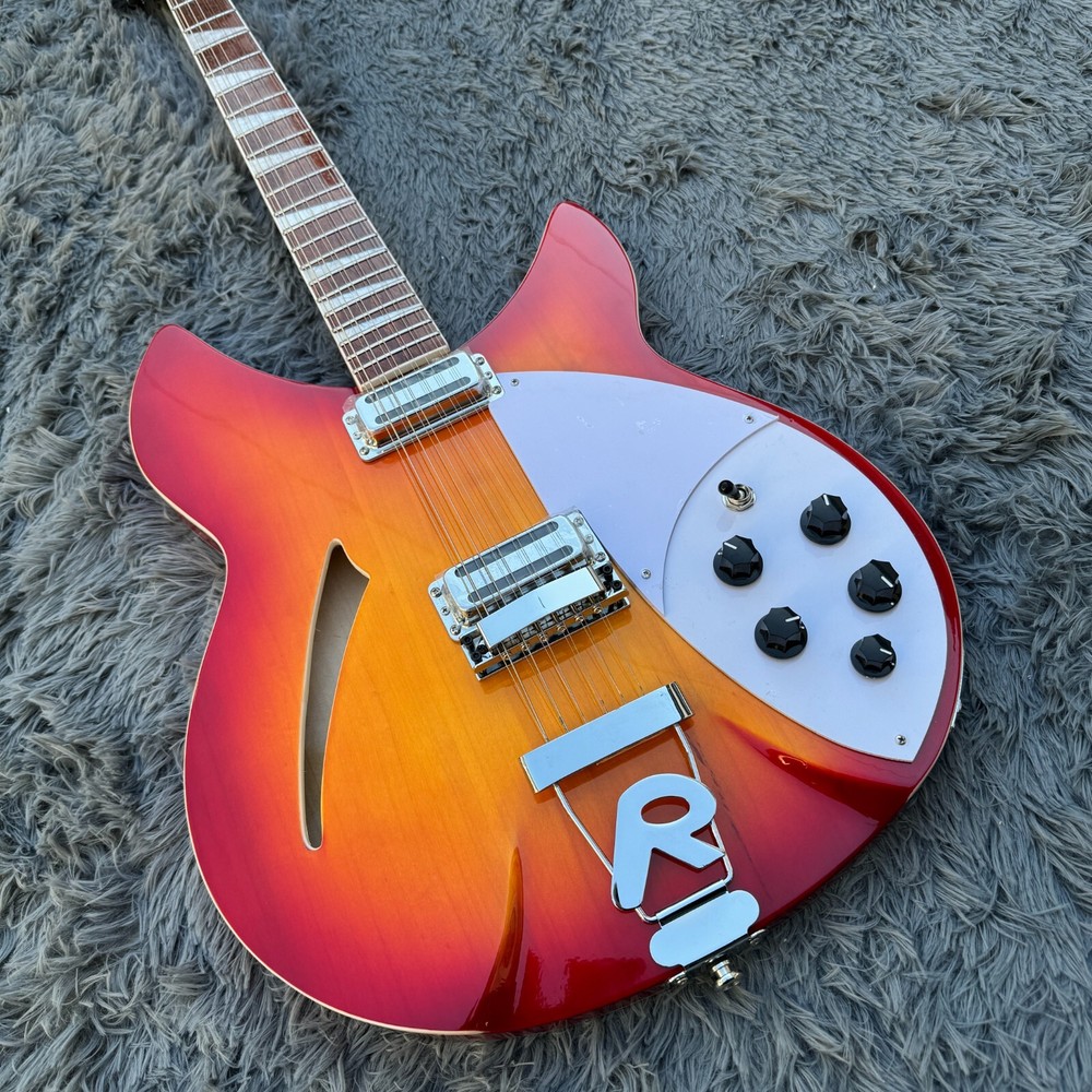 New cherry sunburst color 12 string refers to playing Electric guitar Rback type
