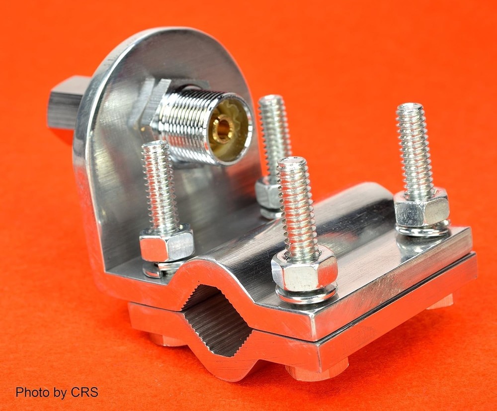 Silver Double Groove CB Antenna Mount with 3/8 x 24 Thread - Easy Installation