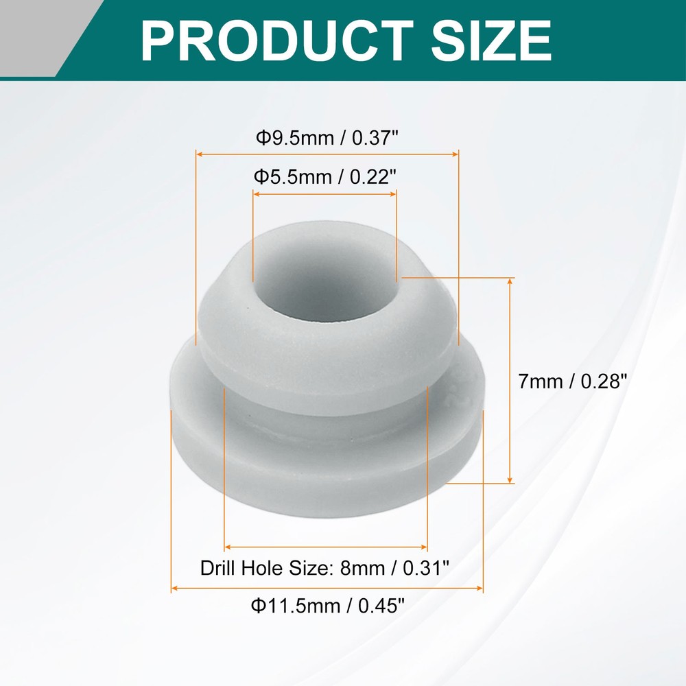 12Pcs Rubber Grommets, Mount Dia 8mm ID 5.5mm Firewall Hole Plug, Gray