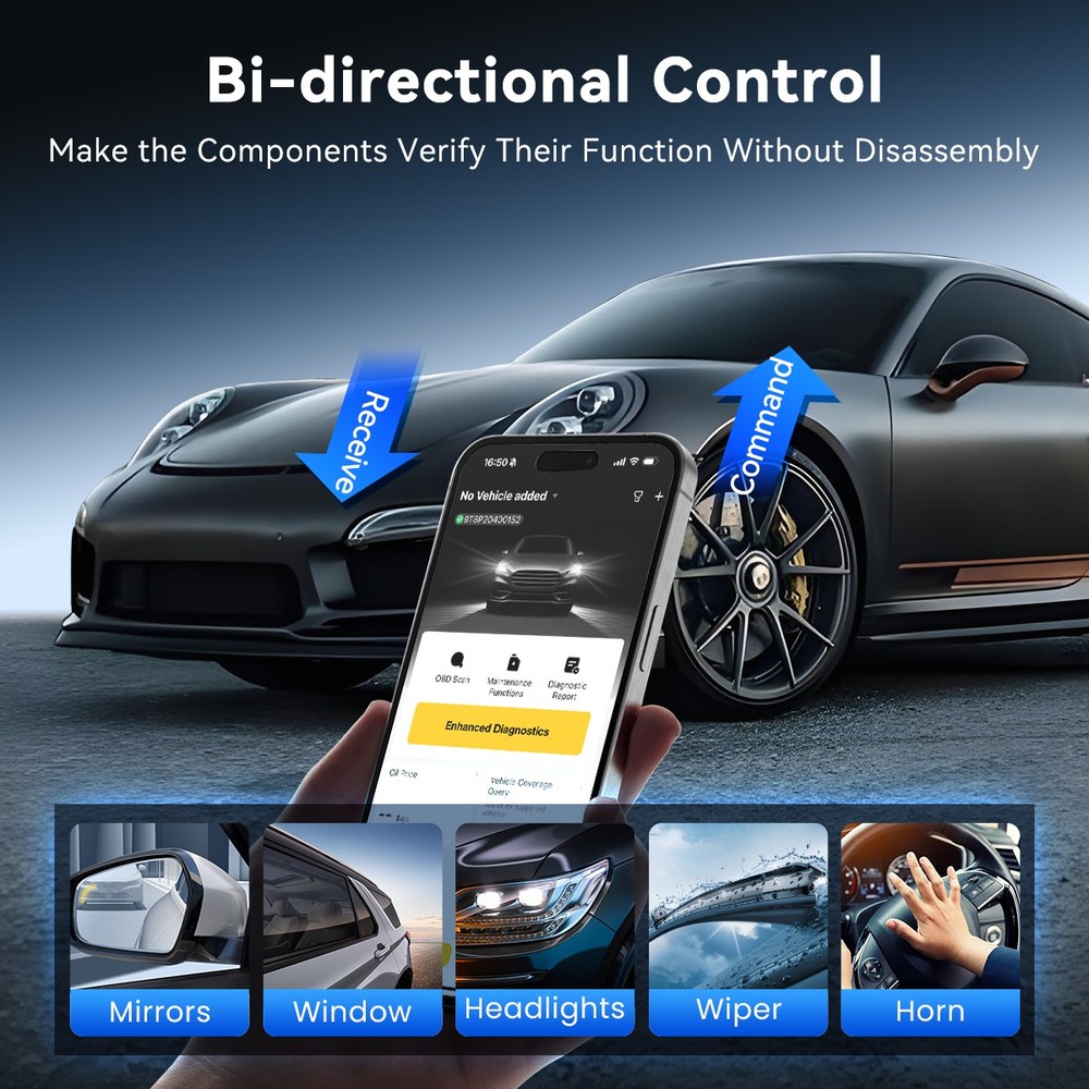 MUCAR BT200 MAX Car OBD2 Scanner All System Diagnostic Tool+OBD2 Extension cable