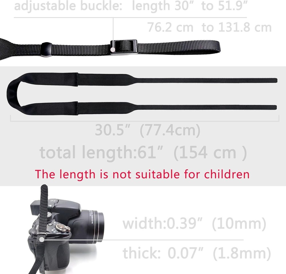 Versatile Neoprene Camera Neck Strap - Washable & Soft with Snap Fasteners