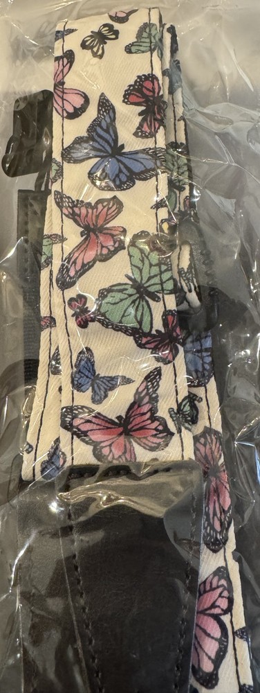 Eyeshot Ukulele Strap No Drill, Adjustable Double J Hook Clip Butterfly Print