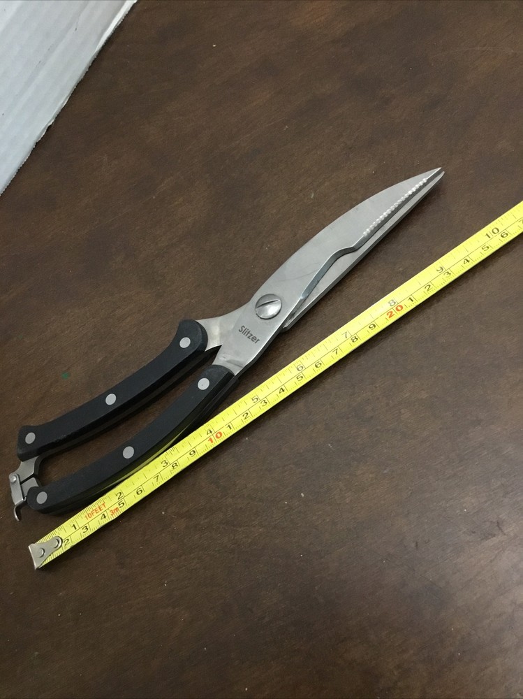 Slitzer Kitchen Poultry Shears Black Handles Spring Loaded Safety Clip