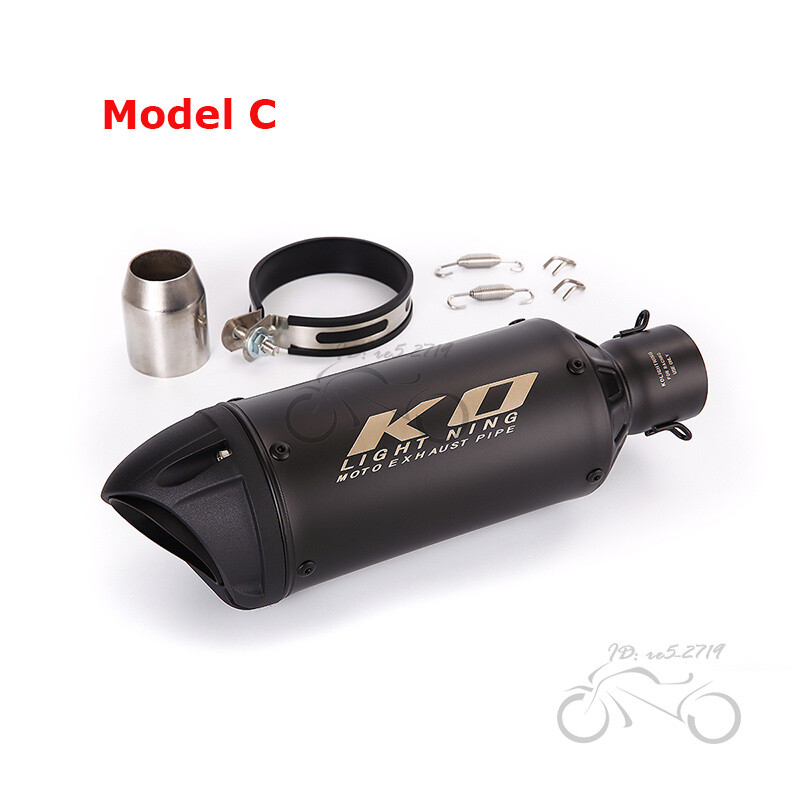 51mm Universal Muffler Tips Modified Motorcycle Exhaust Tail Pipe Black 320mm
