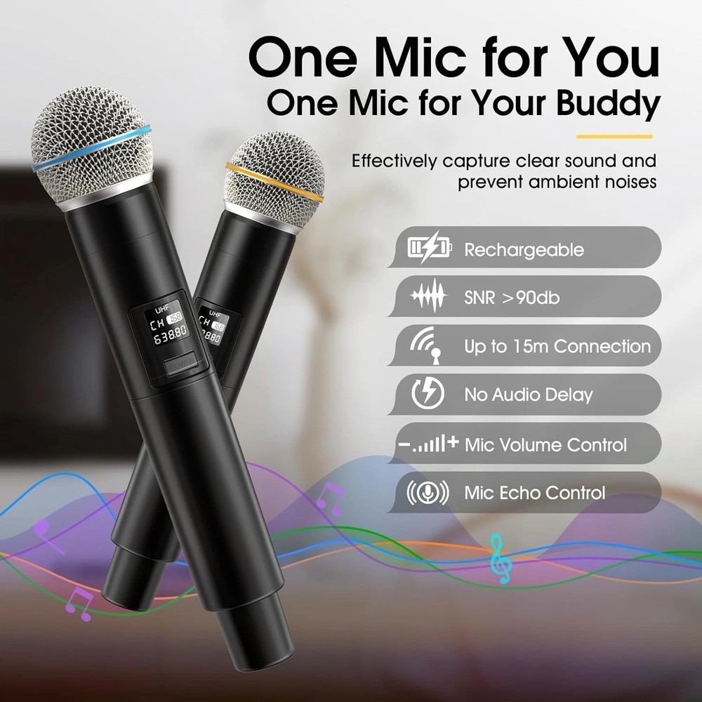 Portable Karaoke System with 2 Microphones