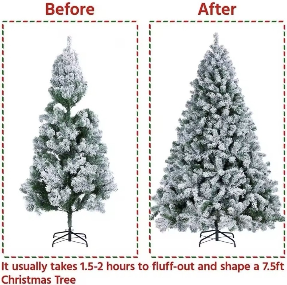 7Ft Artificial Christmas Tree With Snow Flocked Xmas Tree