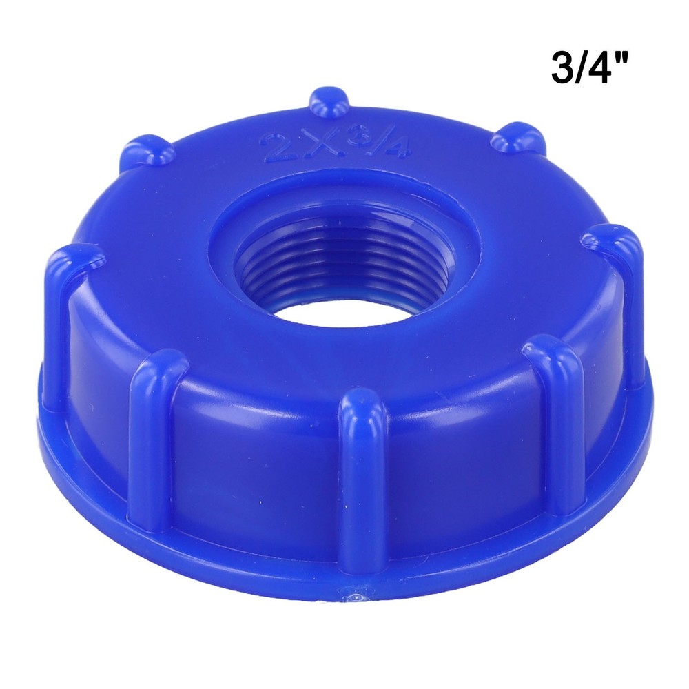 IBC Adapter Cap 60mm Plastic Blue with S60 x 6 Thread for Rain Butt Use