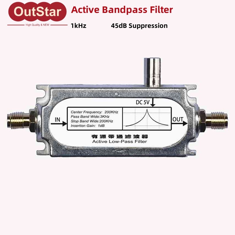 High Quality 1KHz BPF Single Power Active Bandpass Filter 45dB Suppression