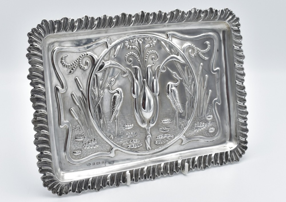Antique Solid Silver Tray Aesthetic Movement Edwardian 1903