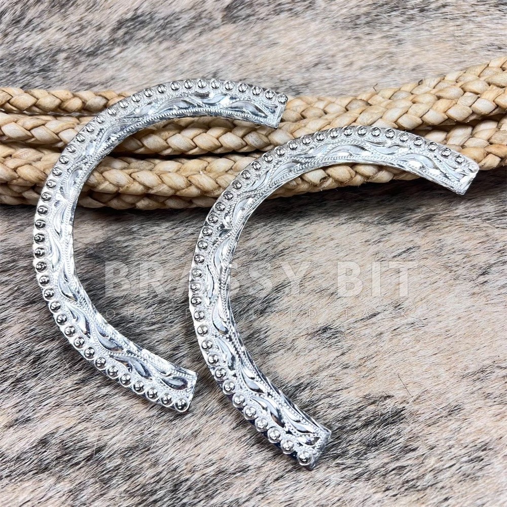 Ramirez Silversmith Silver Engraved Headstall Ear Plates Pair