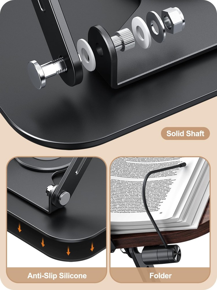 Book Stand for Reading, 360° Adjustable Book Holder, Foldable Book Holder Sta...