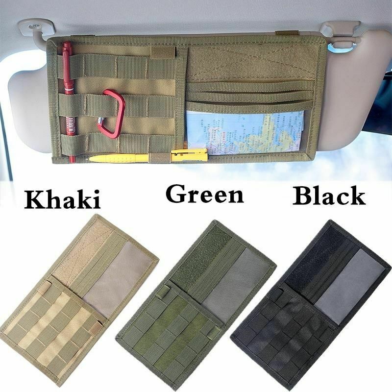 Car Sun Visor Organizer Tactical Molle Visor Panel Accessories Storage Bag Pouch