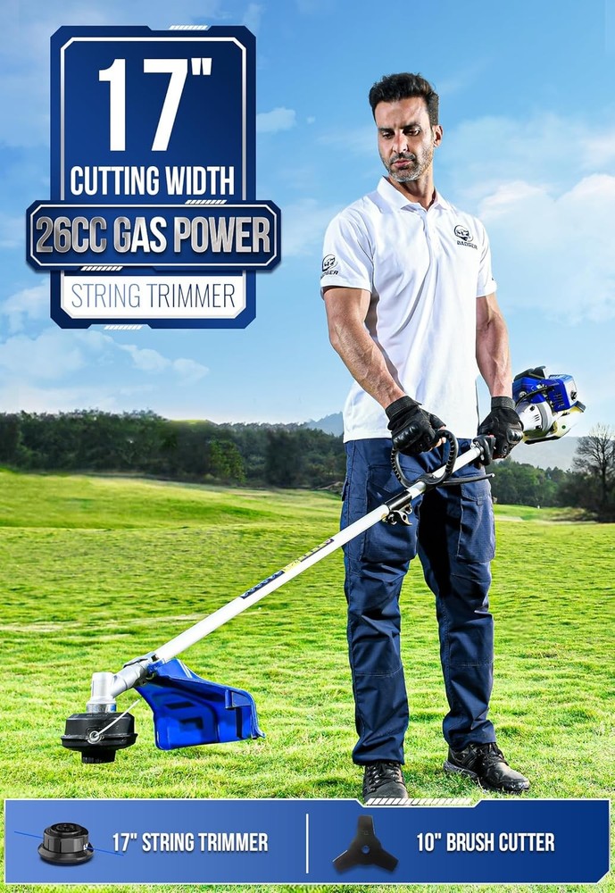 WILD BADGER POWER 26cc Weed Wacker Gas Powered, 3 in 1 String Trimmer/Edger 17''