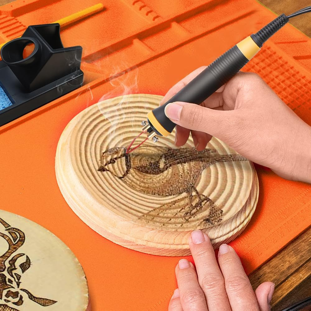 Wood Burning Kit 100W, Pyrography Machine with 2 Pyrography Pens and 33 PCS Wire