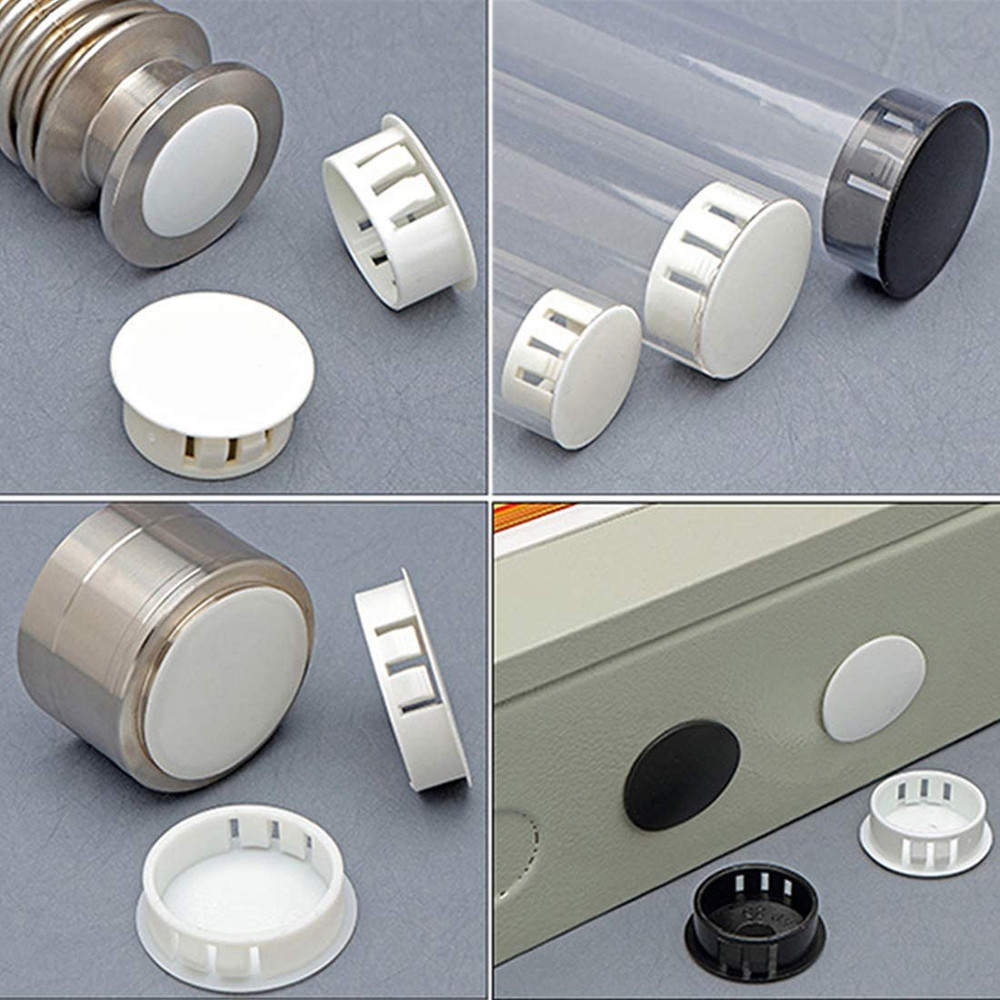 60 Flush-Type 6Mm Black Plastic Hole Plugs, Snap-In Locking End Caps