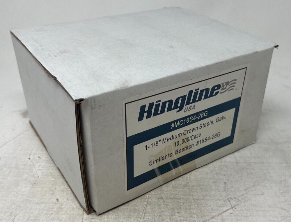 KINGLINE 1-1/8" Medium Crown Staple, Galv., 10M/Case