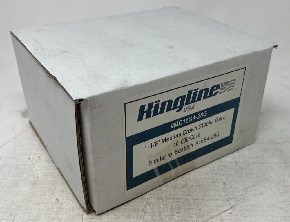 KINGLINE 1-1/8" Medium Crown Staple, Galv., 10M/Case