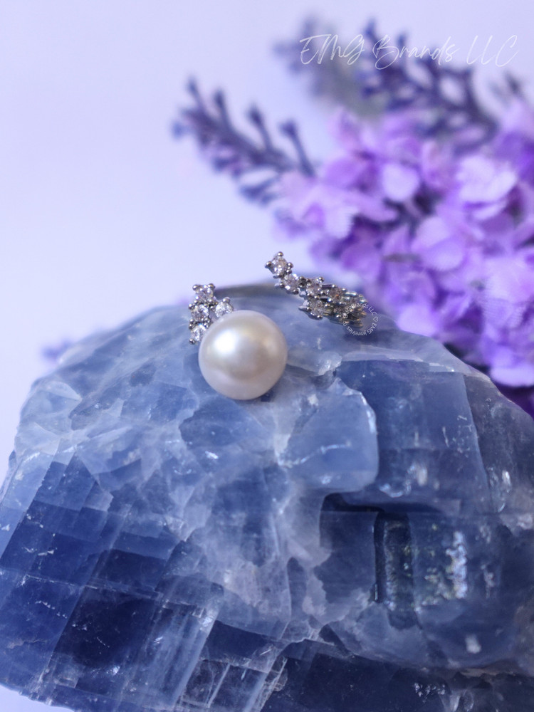 CZ Bypass White Freshwater Pearl Ring