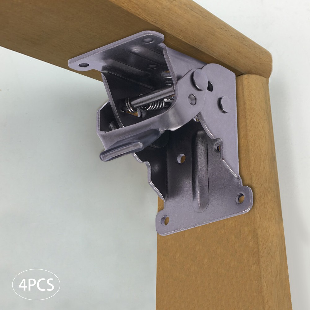 4 Pack Folding Table Leg Brackets, Black Foldable Self-Locking Extension Hinge