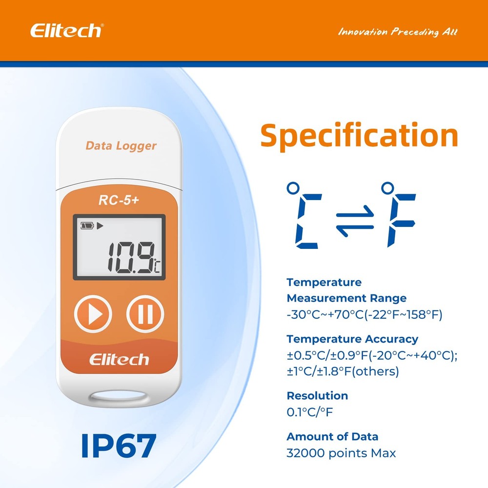 Elitech RC-5/RC-5+ USB temperature data logger Temperature recorder Data recorde