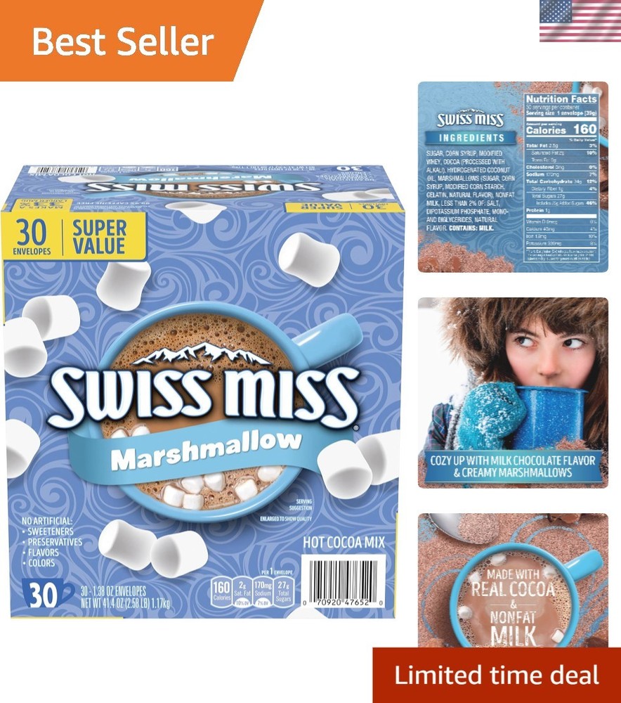 Gourmet Chocolate Hot Cocoa with Marshmallows - Individually Packaged 30 Count