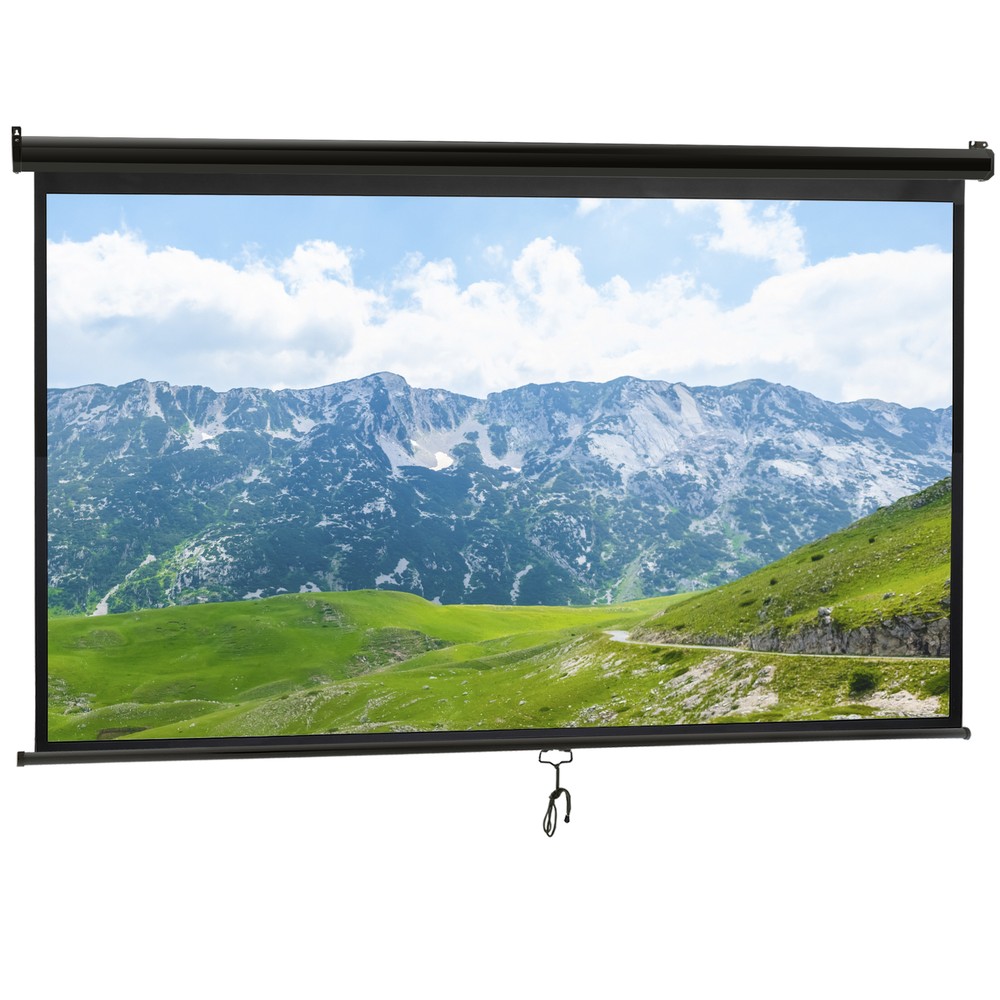 100" Diagonal Projection Projector Screen Manual Pull Down 16:9 HD Movie Theate