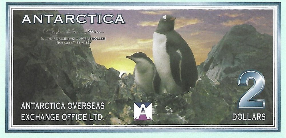 Banknote Novelty 1999 Antarctica 2 Dollars Penguins UNC