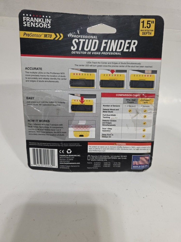 Franklin Sensor ProSensor M70 Full Width Center and Edge Stud Finder- Tested