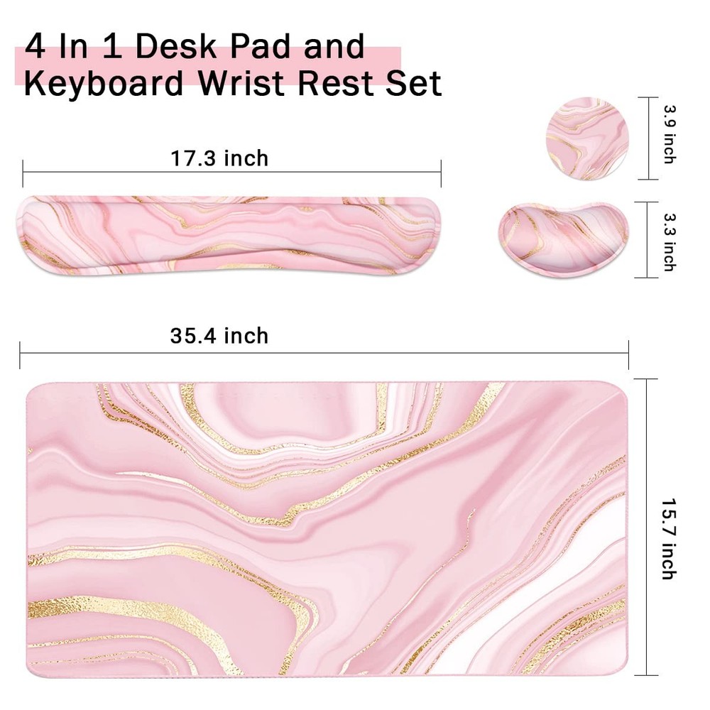 Keyboard Mouse Pad Set, Extended Mouse Pad+Keyboard Wrist Rest Support, Memor...