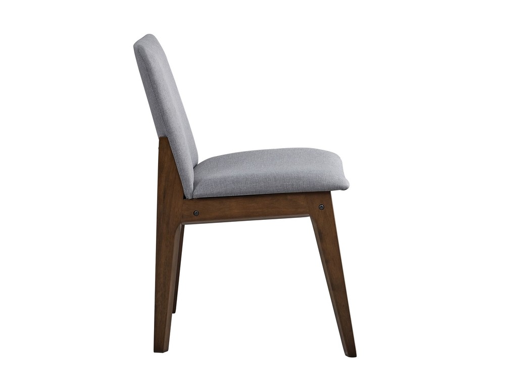Kaela Light Gray Fabric & Walnut Finish Side Chair