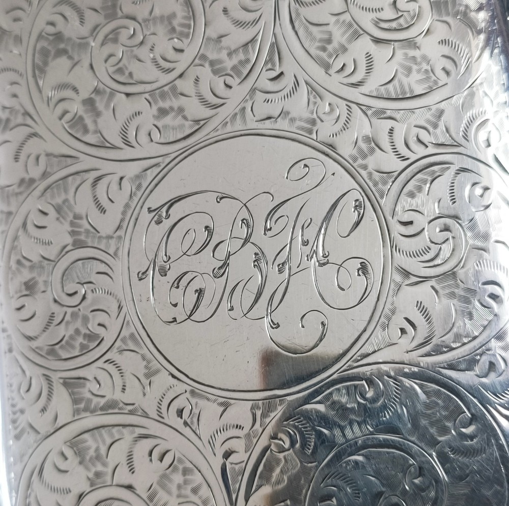 Edwardian Solid Silver Cigarette Case Monogram & Chased B'ham 1906 William Neale