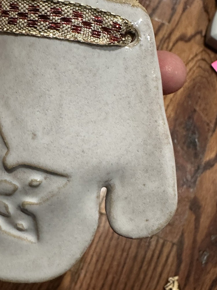 Ceramic Mitten Wall Pocket Hanging Christmas Decor Singed PC