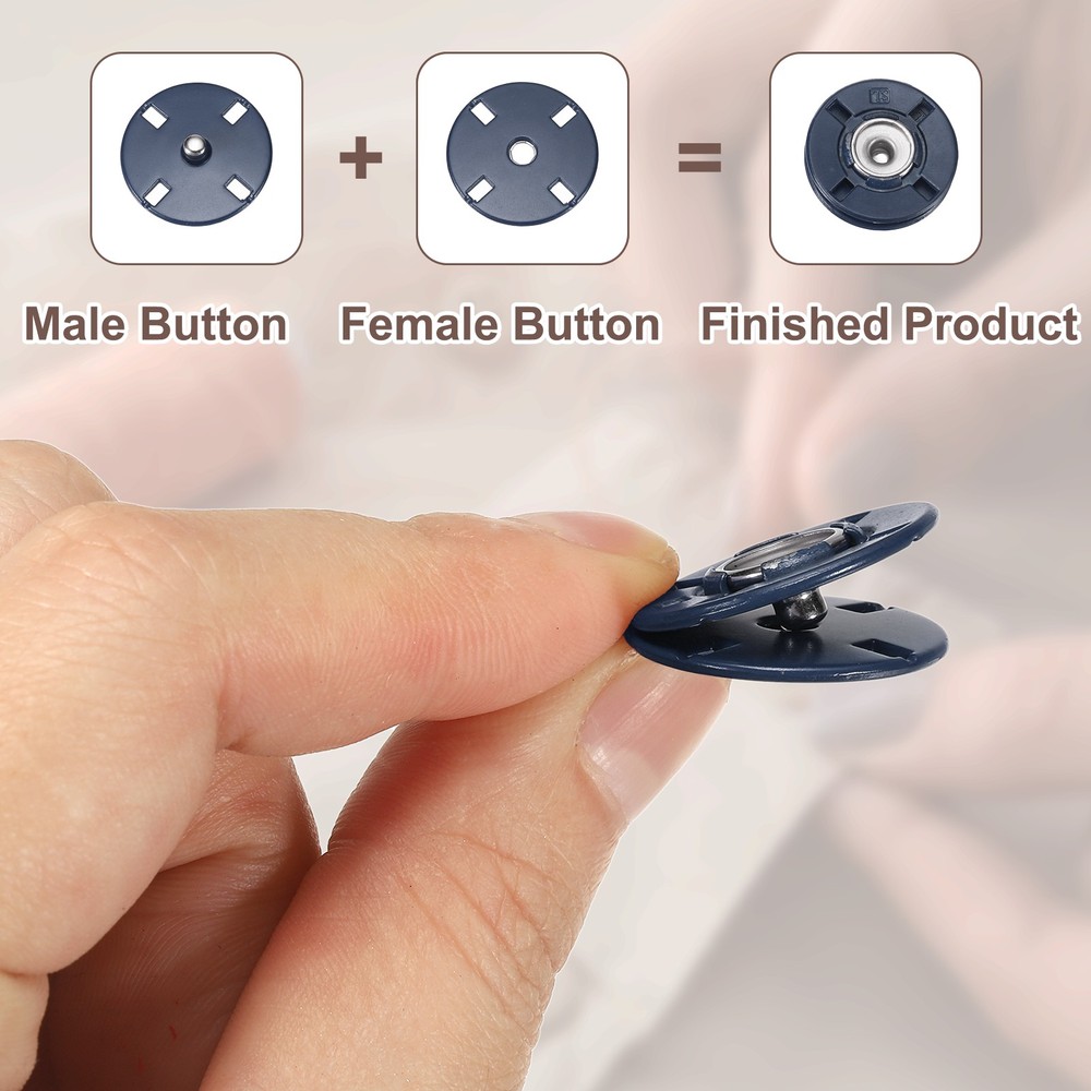 10 Sets Sewing Snap Buttons, Press Buttons Snap Fasteners 18mm, Navy