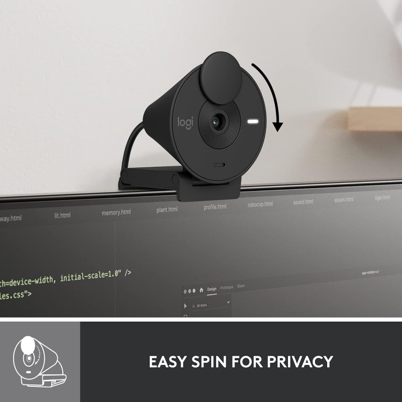 Full HD Webcam with Privacy Shutter, Noise Reduction Microphone, USB-C