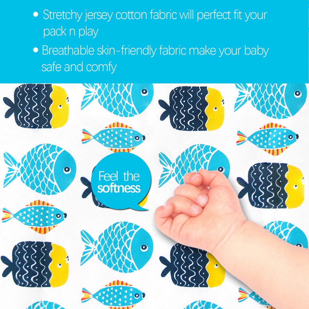 Pack N Play Sheets Fitted Portable Playard Mini Crib Sheets 2 Pack 39"x27"