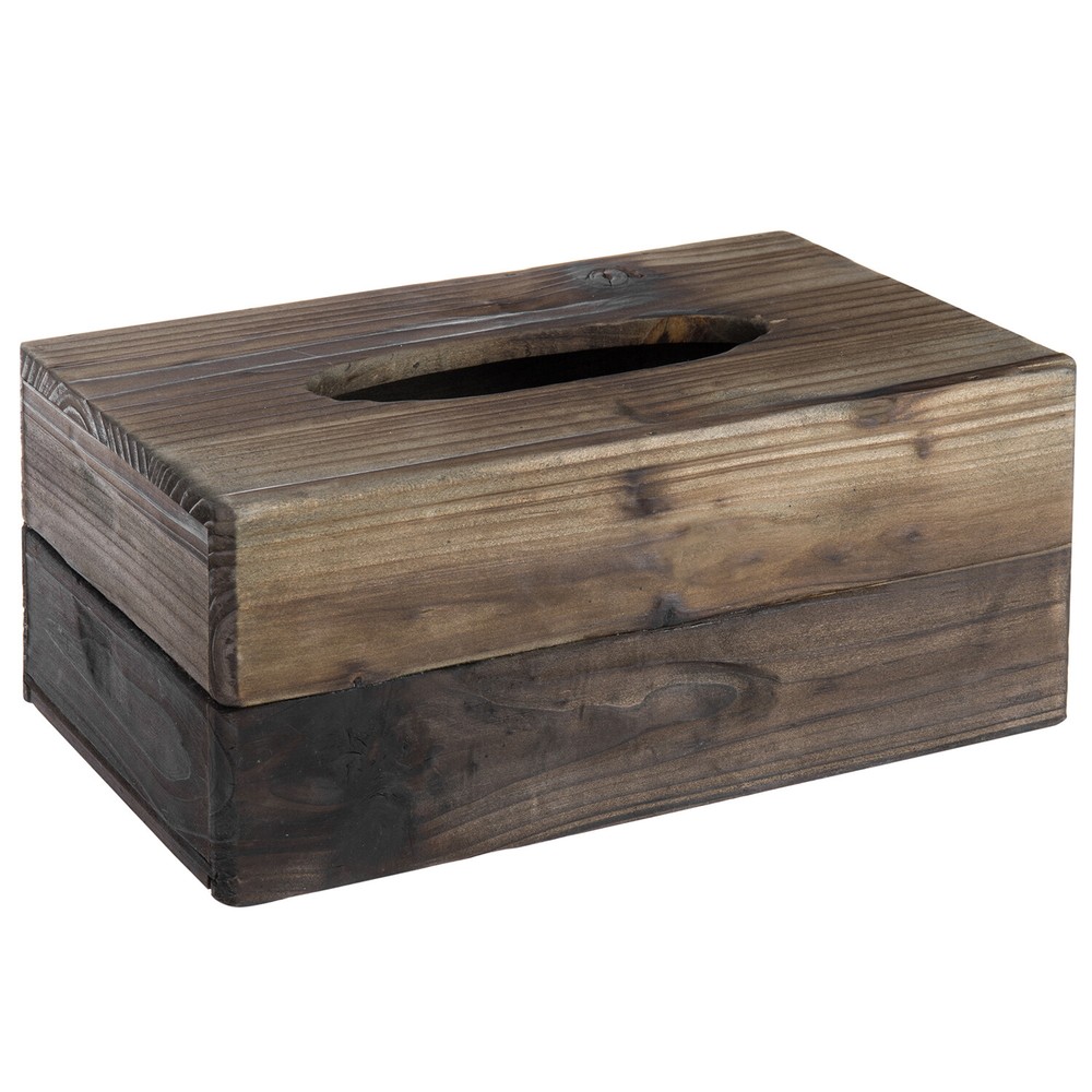 MyGift Rustic Dark Torched Wood Rectangular Tissue Box Holder