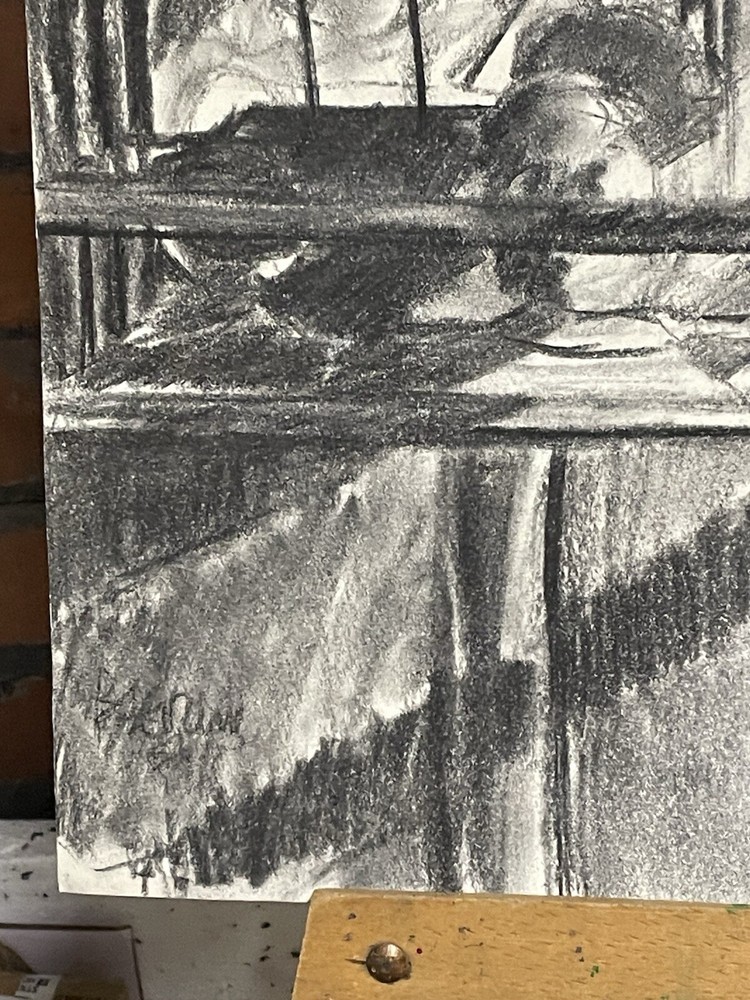 Northern Art original charcoal drawing. Signed.