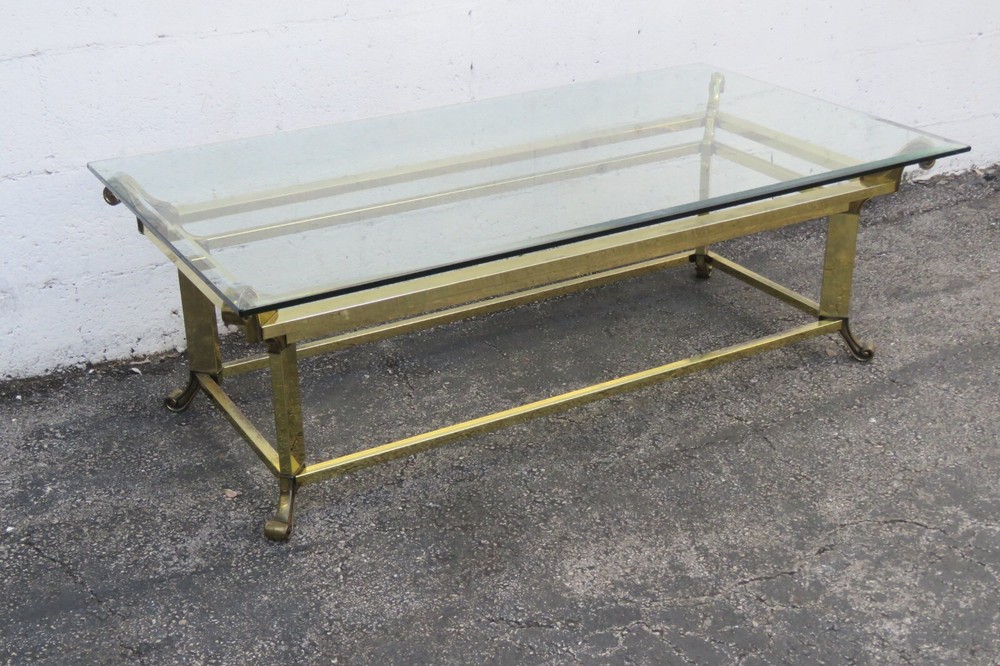Hollywood Regency Brass Finish Rectangle Coffee Table 5763