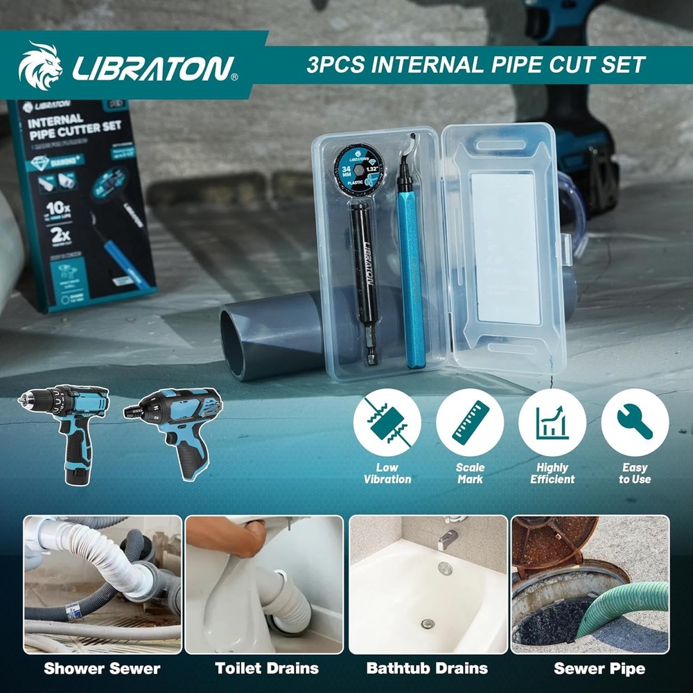 Complete Internal Pipe Cutting Set for PVC & PE Pipes - Lightweight & Efficient