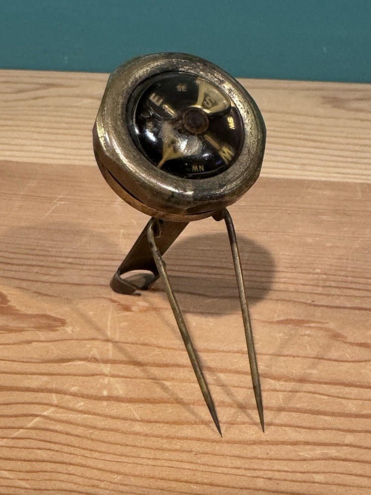Vtg Brass Lapel Pin Compass - West Germany