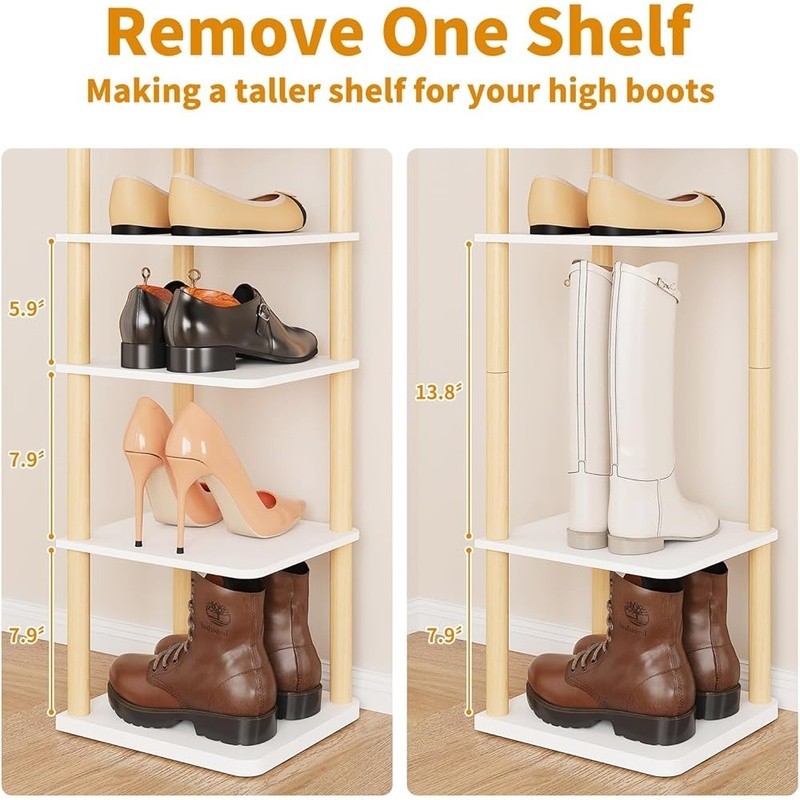 Space Saving Vertical Shoe Rack 8 Tier Adjustable Organizer Tool Free Assembly