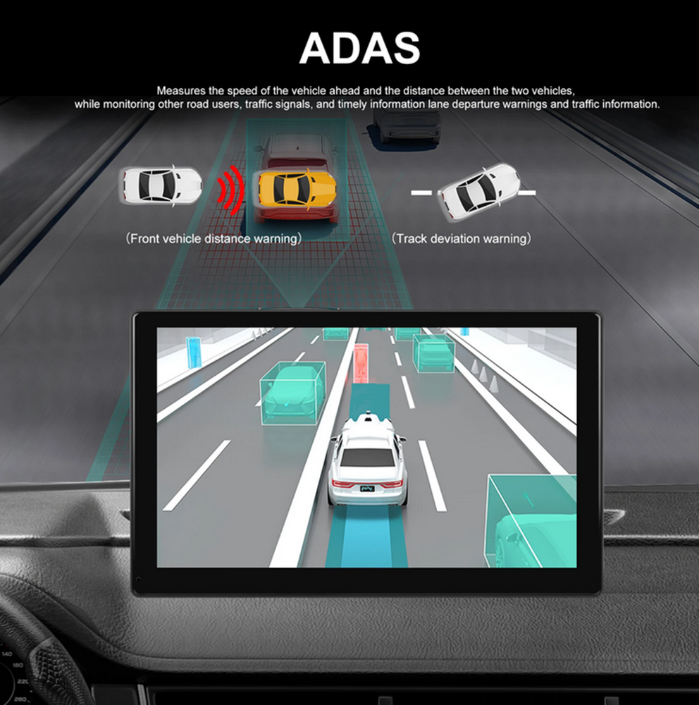 Car Monitor ADAS Front Dash Cam Foldable Wireless For Apple Carplay Android Auto